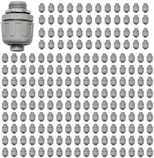 Conduit Connectors, 1/2 Inch Liquid Tight Connector NPT Non-Metallic for PVC Electrical Flexible Conduit Fittings, 180 Degree Straight, UL Listed for Home Outdoor Tubes Tools, Grey (200-Pack)