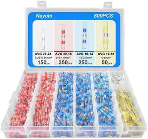 800pcs Waterproof Solder Seal Wire Connectors - Heat Shrink Self-Soldering Electrical Connectors Kit for Automotive Marine (26-10 AWG, 4 Sizes) (800PCS)