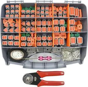 482 PCS DT Deustch Connector Kit, 2 3 4 6 8 12 Pin Waterproof Automotive Electrical Connectors, Including Deutsch Crimping Tool, Removal Tool, 16# Solid Contacts
