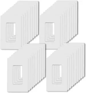1-Gang Screwless Decorator Wall Plates, Child Safe Standard Size Outlet Cover, Unbreakable Polycarbonate Thermoplastic,Glossy White, 40 Pack,UL Listed