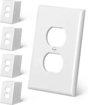 CML 40 Pack Oversized Duplex Outlet Covers, Jumbo Electrical Outlet Wall Plate, 1-Gang Large White Switch Plates, Dual Receptacle Faceplate, Over-Size 3.5 x 5.5, Impact Resistant, ETL Listed