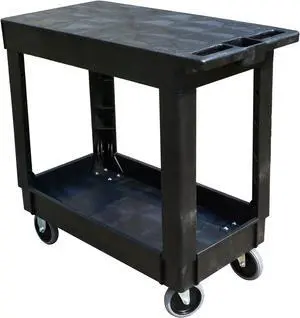 500 LB Capacity Heavy-Duty Tool Cart, Lightweight Utility Cart with Flat Top, Built-in Handle for Easy Maneuvering, Rolling Tool Storage Cart for Garage, Workshop, and Warehouse (Black)