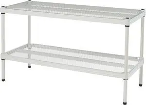 MeshWorks, 2-Tier Steel Shelving Rack, 440lb Capacity Per Shelf, White