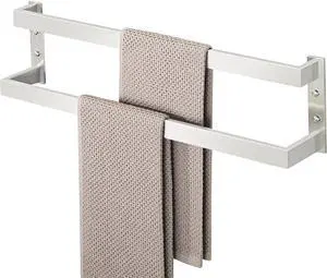 Double Towel Bar 24", SUS304 Stainless Steel Towel Racks for Bathroom Wall Mounted, Heavy Duty Bathroom Towel Holder, Space Saving Towel Hanger, Brushed Nickel