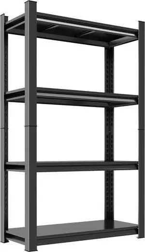 Garage Shelving Unit, Heavy Duty Steel Storage Rack with High Load Capacity, Ideal for Garage, Warehouse, Basement, or Home Organization Solutions, Black (63" H×36" W×16" D)