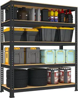 5 Tier Garage Storage Shelves - 32" W x 16" D x 63" H Adjustable Heavy Duty Metal Shelving Unit, Garage Shelving Organizers and Storage Utility Rack for Basement, Pantry, Kitchen, Black
