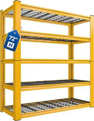 72''H Garage Shelving 3010 LBS Storage Shelves Adjustable Metal Shelving 5 Tier Metal Shelves for Storage Industrial Shelf for Pantry Kitchen Basement 72" HX35.5 WX16 D