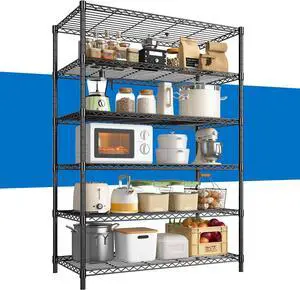 6 Tier Metal Shelving 75" H Adjustable Storage Shelves, 1200LBS Wire Shelving Unit for Storage Rack, Metal Shelves for Pantry Shelves, Garage, Kitchen, 75" Hx 36" Wx 18" D