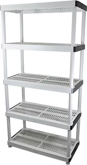 36 x 72 5-Tiered Ventilated Plastic Storage Shelving Unit w/ Raised Feet and Tool-Free Assembly