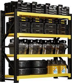 3000LBS Heavy-Duty Garage Shelving, 31.5" W Metal Shelves, 4-Tier Adjustable Garage Shelving Units, Storage Racks for Warehouse, Workshop