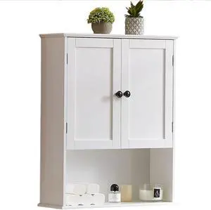 Bathroom Wall Cabinet, White 30" x 24" Wood Wall Mounted Medicine Cabinet, Hanging Cabinet Over Toilet Storage Adjustable Shelves Cupboard with Large Space for Laundry Room, Bedroom Kitchen
