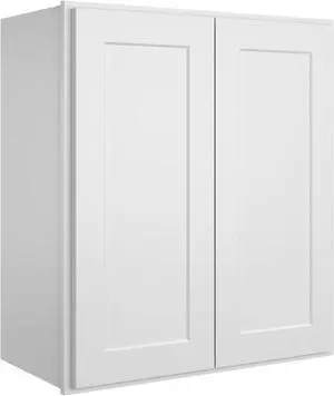 Wood Wall-Mounted Cabinet,Bathroom Medicine Cabinet with Adjustable Shelves and 2 Soft-Close Doors,Laundry Storage Cabinet for Bathroom,Kitchen,Living Room 12" D*30" W*30" H,Shaker White