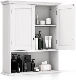 Wall Mounted Medicine Cabinets - Above Toilet Bathroom Cabinet with Adjustable Shelf, Open Shelf, Over The Toilet Space Saver Storage Cabinet for Laundry Room, Kitchen, Cupboard (White)