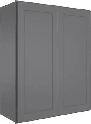 Wood Wall-Mounted Cabinet,Bathroom Medicine Cabinet with Adjustable Shelves and 2 Soft-Close Doors,Laundry Storage Cabinet for Bathroom,Kitchen,Living Room 12" D*30" W*42" H,Shaker Grey