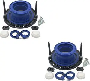 One N Done Toilet Flange Repair Kit - Toilet Kit For Low or Broken Flange. Toilet Wax Ring Replacement Kit W/Toilet Flange Extender Kit, Easy Toilet Bolts, & Toilet Caps For Bottom of Toilet. (2 Ea)
