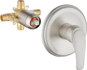 Wall Mount Rough-In Valve Shower Valves Shower Faucet Bathroom Trim Kit Single Handle Tub Shower Valve Mixer Brushed Nickel