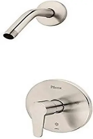 Pfirst Modern Tub & Shower Valve Only Trim (Valve Not Included), Includes Shower Arm, 1-Handle, Brushed Nickel Finish, R89060K
