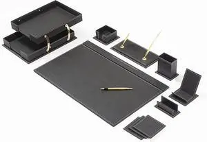 Bonded Set - Leather Desk Organizer - Desk Accessories - Home Office Accessories - Desk Supplies - Leather Desk Set