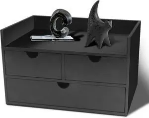 Desk Organizer with Drawers Countertop Drawer Organizer Drawers for Desk Top Home Office Workspace Bathroom Toiletries Supplies (black with shelf)