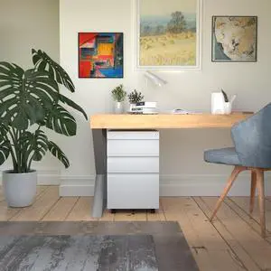 Under Desk File Cabinet, 3 Drawers Mobile Metal Filing Cabinet with Lock and Wheels for Home Office Letter/Legal/A4