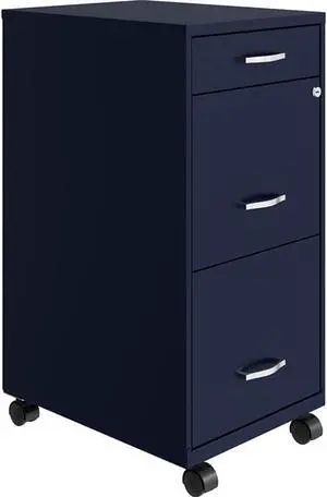 3 Drawers 29.52" Vertical Navy Metal Filing Cabinet Lockable Pre-Assembled Movable Letter Size for Home, Office