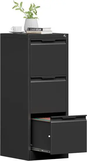 3 Drawer File Cabinet, Vertical Filing Cabinets for Home Office, Locking Metal File Cabinet for Letter/Legal/A4/F4 Size, Assemble Required