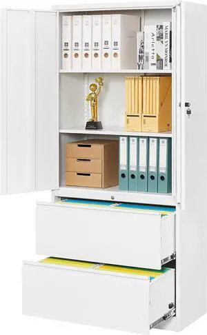 Storage Cabinet Metal Display Cabinet with Glass Doors, 71in H x 31.5in W x 15.7in D, White, Kitchen Pantry Cabinet for Home Office, Bathroom, Bedroom, Living Room