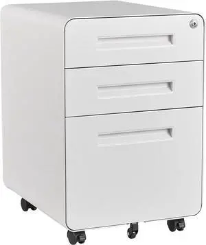 File Cabinet, 3 Drawer Filing Cabinets for Home Office with Lock Mobile Under Desk Fully Assembled Cabinet (White)