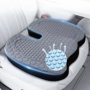 Seat Cushion - Foam Seat Cushion for Office Chairs & Car Cooling Gel Memory - Seatssciatica & Hip & Coccyx Pain Relief Desk Chair Cushion for Long Sitting Office Workers, Gaming, Car Drivers