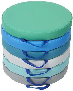 SoftScape 15 inch Round Classroom Floor Cushions with Handles; Flexible Seating for Daycare, Preschool, Playroom; 2 inch Thick Deluxe Foam (6-Piece) - Contemporary, 11232-CT