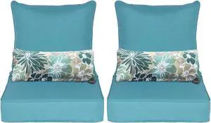 Outdoor Chair Cushion, 24 x 24 Inch Water-Resistant, Fade-Resistant Olefin Fabric Patio Seat Cushions with Removable Cover and Adjustable Straps for Outdoor Furniture, Set of 2, Teal