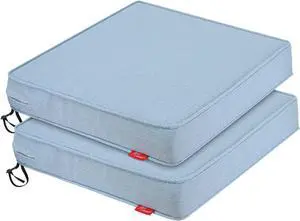 Outdoor Chair Cushions,22 x 22 x 3 Inch Seat Cushions for Patio Furniture,Square Corner Patio Chair Cushion with Adjustable Straps,2 Pack,Light Blue