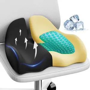X Large Gel Seat Cushion for Office Chair Ergonomic Cushions-Gel & Memory Foam Coccyx Butt Pillow for Sciatica & Back Pain Relief for Long Sitting for Gaming Chair and Car Seat-Black