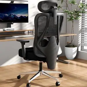 P3 Pro Ergonomic Office Chair with 2D Adjustable Lumbar Support, Office Desk Chair with 3D Adjustable Headrest and Armrests, 135° Stepless Tilt Function, Three-Layer Mesh, Black(No Footrest)