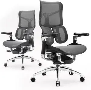 Doro S300 Ergonomic Office Chair, Computer Chair, Gaming Chair with Dual Dynamic Lumbar Support, 6D Coordinated Armrests, Adjustable Rolling Chair (Black Italian Velvet Mesh)