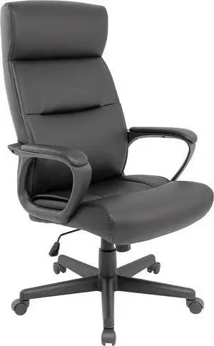 Rutherford Ergonomic Manager & Executive Office Chair, High Back Swivel, Adjustable Height, Luxura Faux Leather, Black