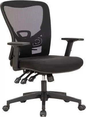 Ergonomic Rocking Mesh Office Desk Chair High Back, Modern 360° Swivel Executive Computer Chair with Height Adjustable Armrests, Lumbar Support, Black