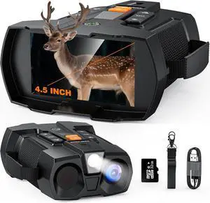 Night Vision Goggles 4K for Adults: 4.5" Large Screen HD Night Vision Binocular - Hunting Essentials with 5000mAh Battery - Camping Gear for Hunter - Christmas for Men - Cool Gadgets