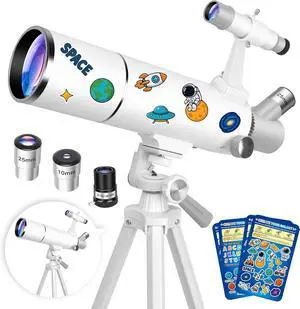 Telescope for Adults & Kids  80mm Aperture 500mm Telescopes for Adults Astronomy, (20X-150X) Portable Refractor Telescope Kit for Beginners with Decorate Stickers, AZ Tripod, Phone Adapter