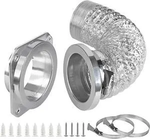 Magnetic Dryer Vent Coupling Connector Kit - DV180 Airtight Seal, Quick Connect, Includes 4"x3.3ft Duct & 2 Clamps