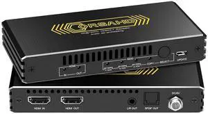 4K@120Hz HDMI 2.1 Audio Extractor Audio Converter,HDMI to HDMI,SPDIF Optical 7.1/5.1CH,Stereo 3.5mm,Supports VRR,CEC,Dolby Digital Audio De-embed,HDCP 2.2/2.3 Bypass,for PS5,Xbox, CO-HAE118
