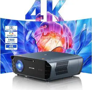 4K Google TV Projector with Netflix/Tof+CMOS AutoFocus,1900 ANSI High Lumen Daytime UHD Smart Projector Wireless NFC Casting, WiFi6, Bluetooth, HDR10+, Dolby Audio, HDMI Arc, Outdoor Movie Projectors