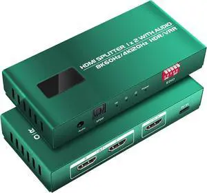 HDMI Splitter 1 in 2 Out 4K 120hz with Audio Extractor hue sync Box Work for Capture Card/Xbox/PS5/PS4/Fire Stick/Blu-Ray Player/Home Theater/HDCP 2.3, EDID Management,VRR,Dolby HDMI Splitter 1 in 2 Out 4K 120hz with Audio Extractor hue sync Box Work for Capture Card/Xbox/PS5/PS4/Fire Stick/Blu-Ray Player/Home Theater/HDCP 2.3, EDID Management,VRR,Dolby