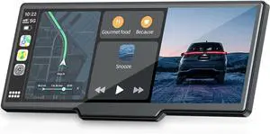 9.26'' Carplay Screen for Car with 2.5K Dash Cam and 1080P Backup Camera Portable Wireless Android Auto Screen GPS Navigation Mirror Link Voice Control Hands-Free for iOS 11+ Android 11+