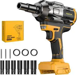 Cordless Impact Wrench 1/2 inch for Dewalt 20V Battery, 900FT-LBS(1200N.m) Driver Brushless, High Torque with 6 Pcs Sockets & Gift Box (No Battery)