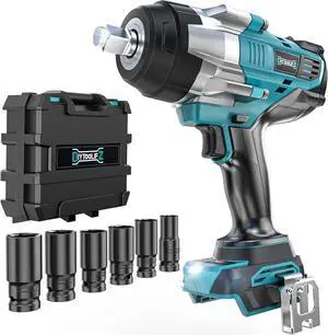 Cordless Impact Wrench 1/2" Compatible with Makita 18v Battery, 1700 Ft-lbs High Torque Impact Driver with 6Pcs Sockets & Storage Case, Impact Gun with 4 Modes & LED Light(Tool Only)