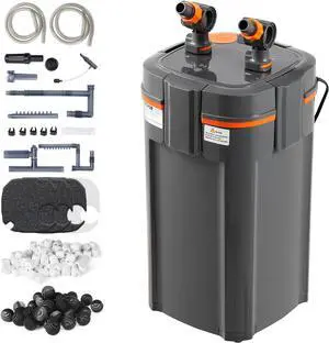Aquarium Filter 317GPH, 4-Stage Canister Filter 75-100 Gallon, Ultra-Quiet Internal Aquarium Filter with UV Protection, Submersible Power Filter with Multiple Function for Fish Tanks, 12W