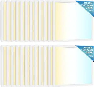Sunco 24 Pack 2x2 LED Flat Panel Light for Drop Ceiling, Commercial Troffer Replacement Lighting Fixture, 4400 LM, 40W, Selectable CCT 4000K/5000K/6000K, Dimmable (0-10V), Dustproof ETL