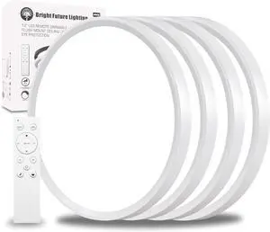 4Pack 12 Inch Remote Control Dimmable LED Flush Mount Ceiling Light Panel,24W 2520LM,2700K-6000K Adjustable Color,Ultra Thin Round White Ceiling Light Fixture for Hallway Kitchen Bedroom Home Office