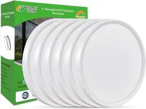 Dimmable 9 Inch LED Flush Mount Ceiling Light, 2700K/3000K/4000K/5000K/6000K CCT Selectable,18W 1860LM Round Flat Panel Light Low Profile Led Light Fitures for Kitchen Living Room Bedroom6PK- 5CCTD
